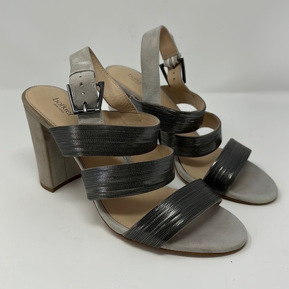 Botkier New York Gray Metallic Suede Heeled Genesa Sandals Size 10 - Picture 2 of 11